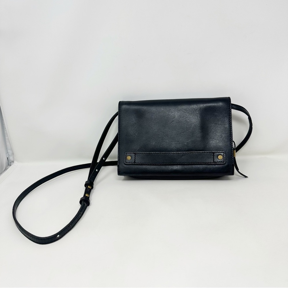Madewell Black Leather Box Style Vintagr Crossbody with Mirror